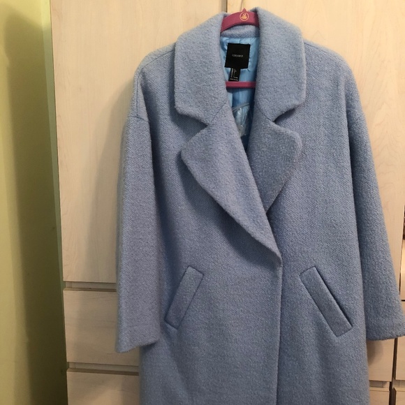 New Forever 21 Powder Blue Winter Coat w/ Matching Lining - Picture 1 of 7